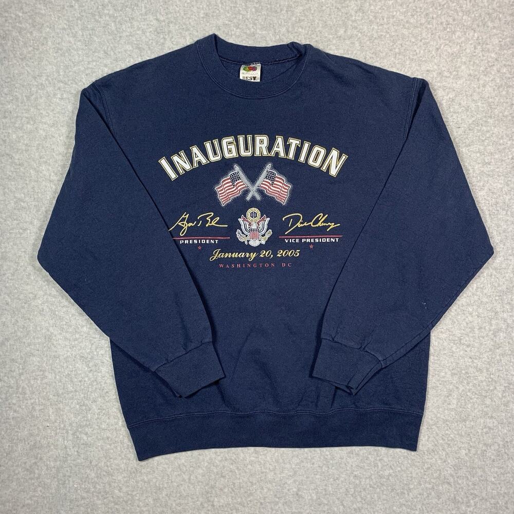 VTG Presidential Inauguration Blue Crewneck Sweatshirt Adult Sz L 2005